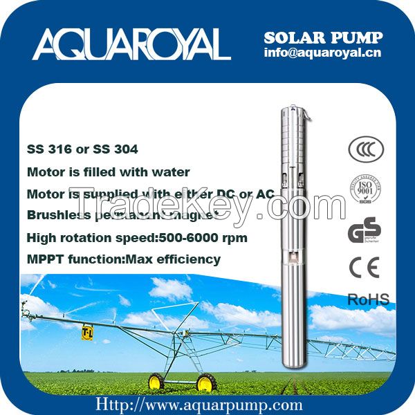 DC Solar Pumps|Permanent Magnet|DC brushless motor|Motor is filled with water|Solar well pumps-4SP5/4(Separated Type)