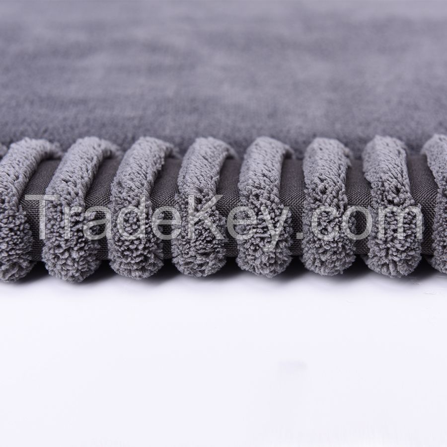 Dark Grey Memory Foam Design Coral Fleece Bath Mat