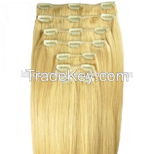 Hot sale 100%human hair clip-in hair  Brzailian hair 