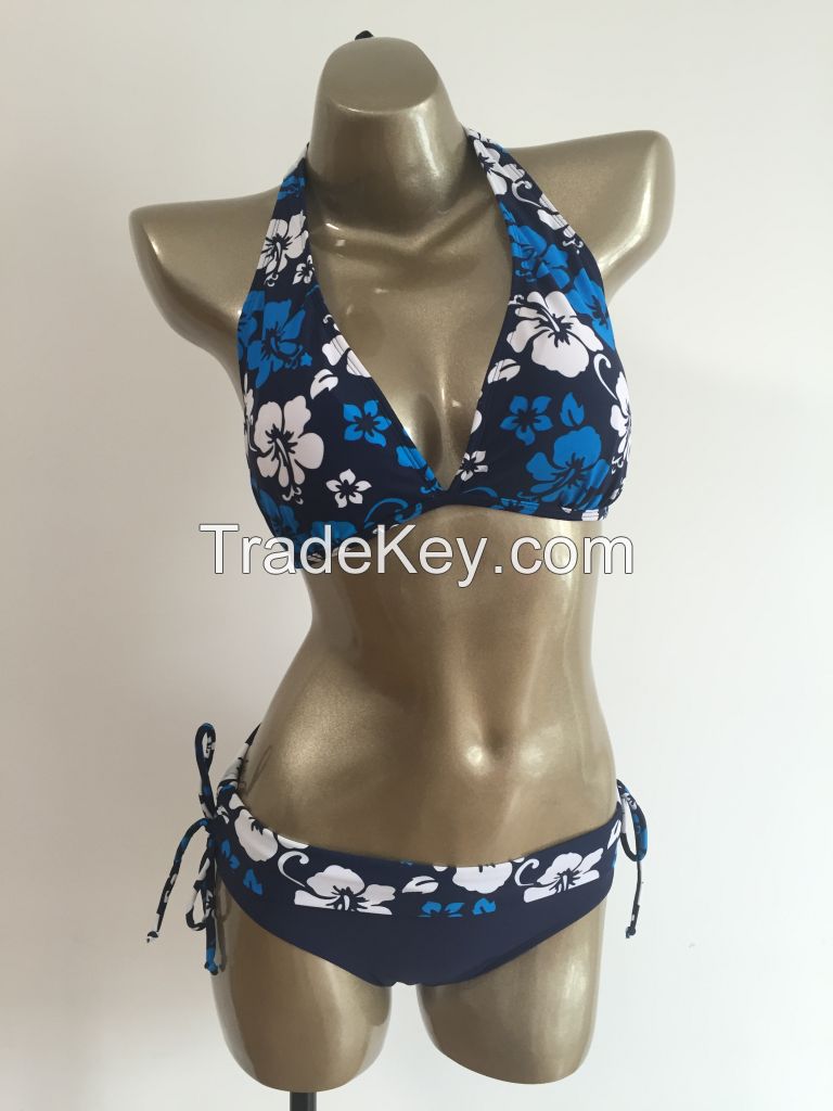 Floral print high tie halter Bikini