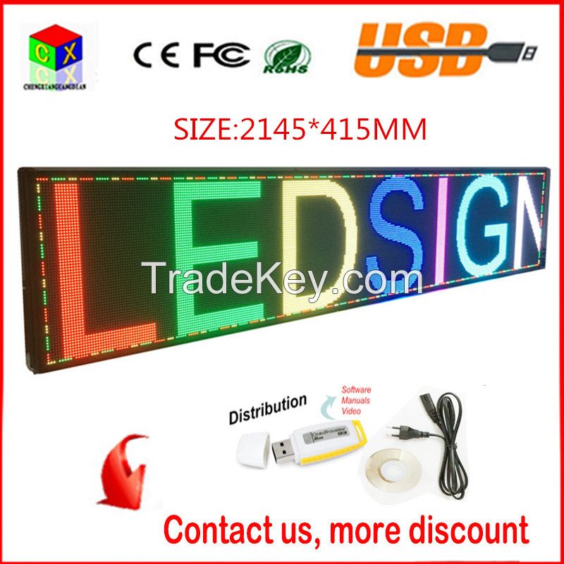 P6 Full-Colour  2145x415mm RJ45 and usb programmable rolling information P6 indoor led display screen