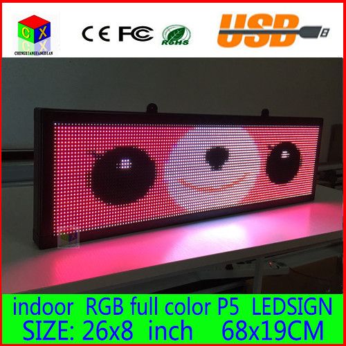 26X8 inch P5 indoor  full color LED display scrolling text Red  green  blue white yellow and blue orange LED open sign billboard