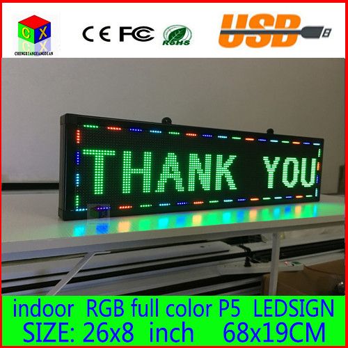 26X8 inch P5 indoor  full color LED display scrolling text Red  green  blue white yellow and blue orange LED open sign billboard