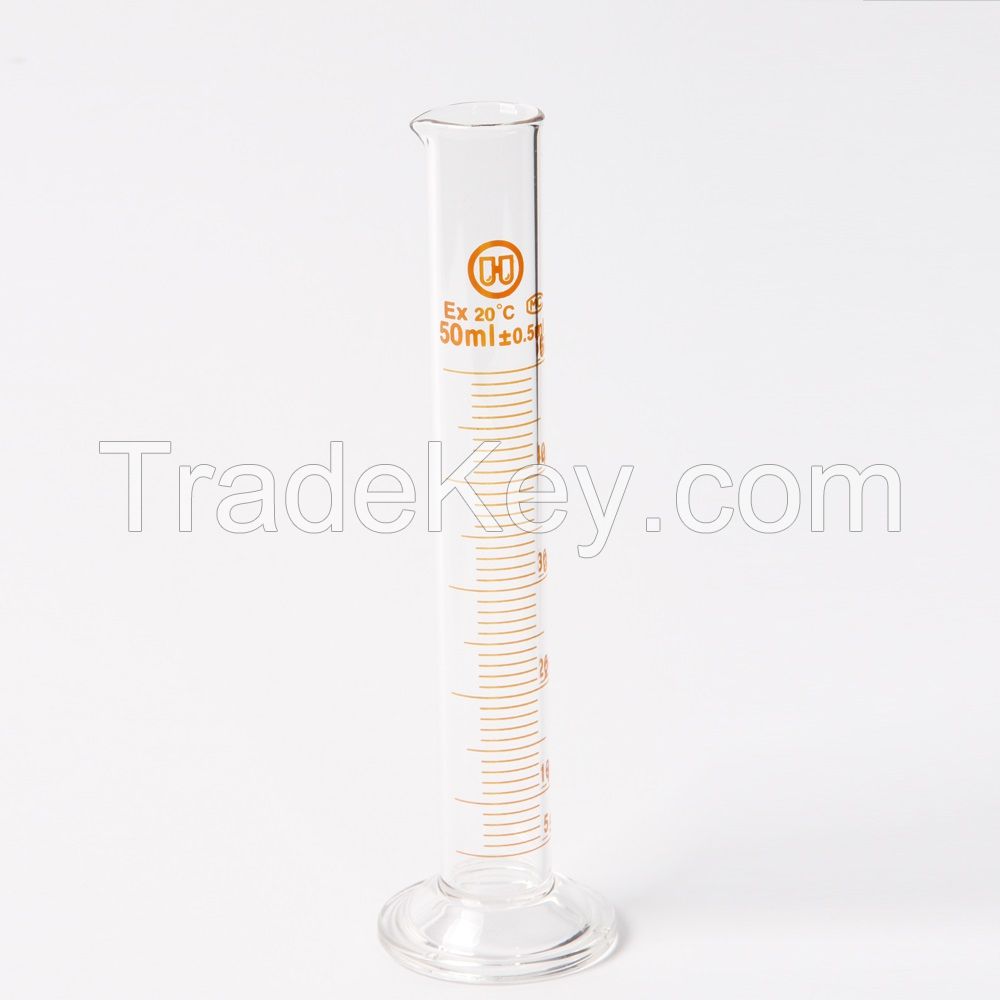 HUAOU Measuring Cylinder, with spout and graduation, with glass round base or plastic hexagonal base