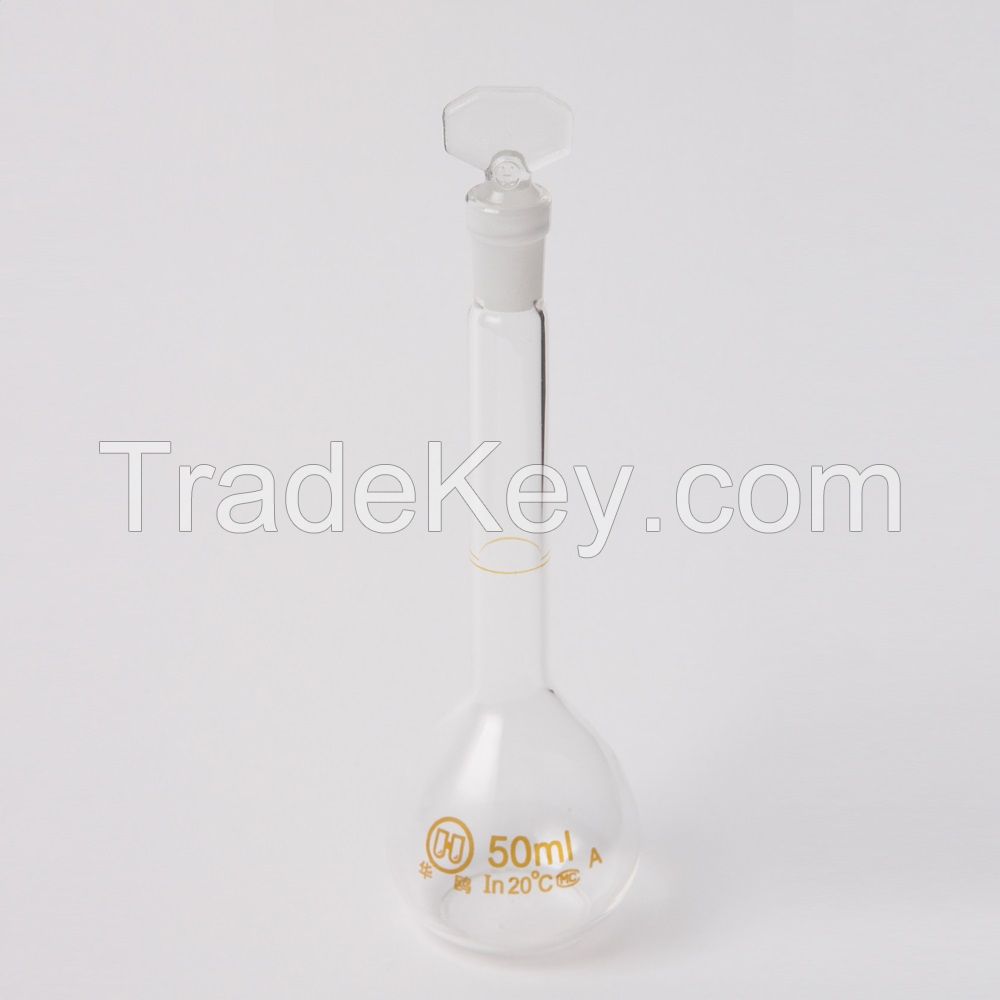 HUAOU Volumetric Flask, class A, with one graduation mark, with glass or plastic stopper, Boro 3.3 glass or Neutral glass