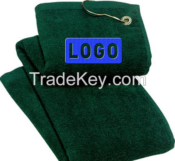 SG1, custom various pure cotton velvet embroidered plastic hook golf towels