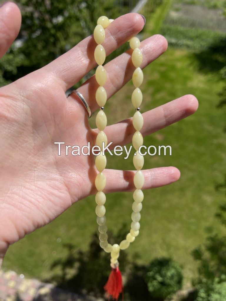 Natural Amber Rosary Olive-Shaped Landscape