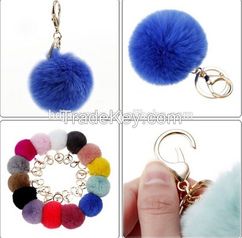 Trendy rex rabbit ball decoration handmade accessory heart shaped fur ball