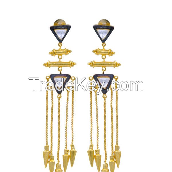 Chandelier Earrings with Golden Drops