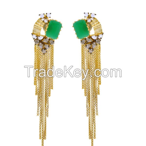 Chandelier Earrings with Green