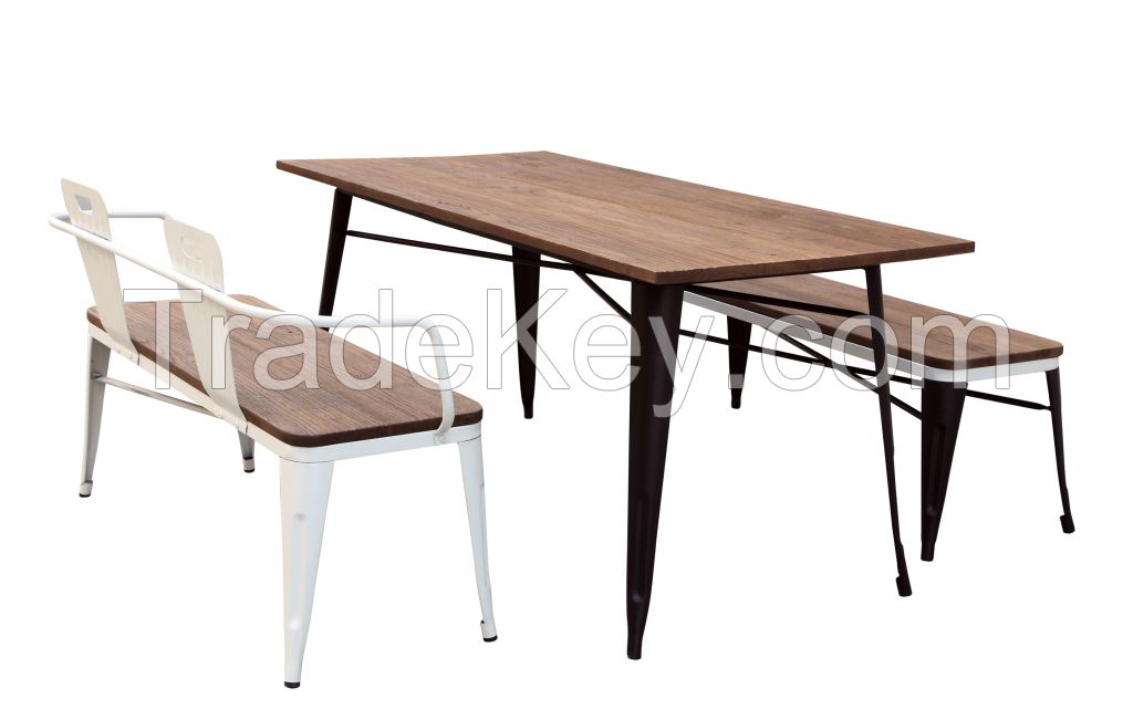 dining room furniture Square metal wooden table