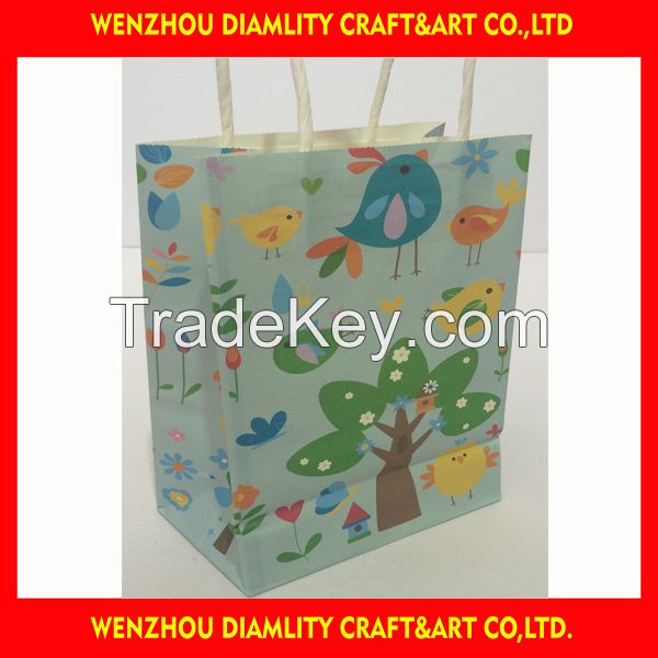 2016 cute white kraft paper bag/fancy paper gift bag/kraft bag