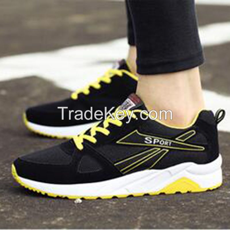 Cheapest Sneakers New Korean Fashion Breathable Mesh Casual Sports Running Shoes Black Yellow