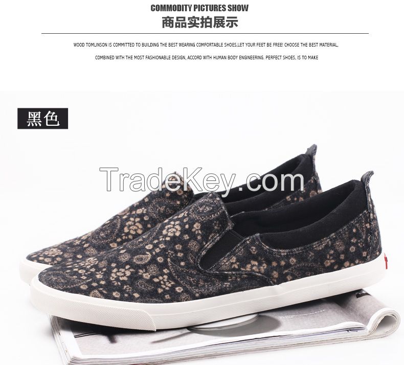 LEYO 2016 men casual shoes slip-on sneaker high fashion floral print