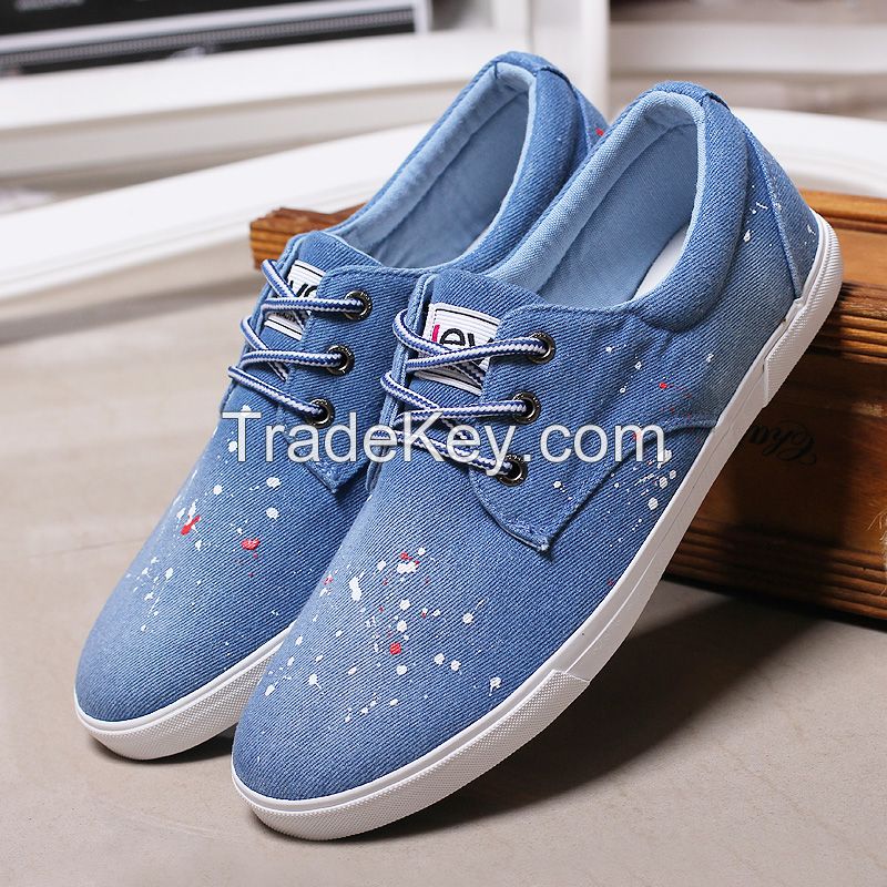 LEYO summer man shoes navy, black, light blue denim casual shoes classic slip-on sneaker