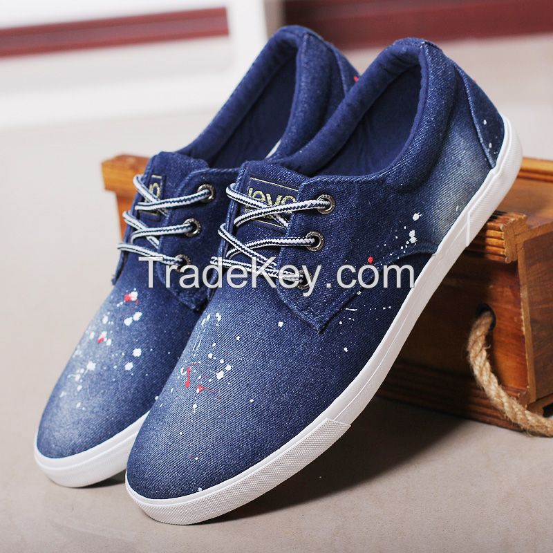 LEYO summer man shoes navy, black, light blue denim casual shoes classic slip-on sneaker