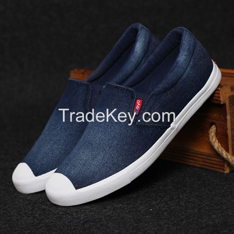 LEYO summer man shoes navy, light blue denim casual shoes classic slip-on sneaker