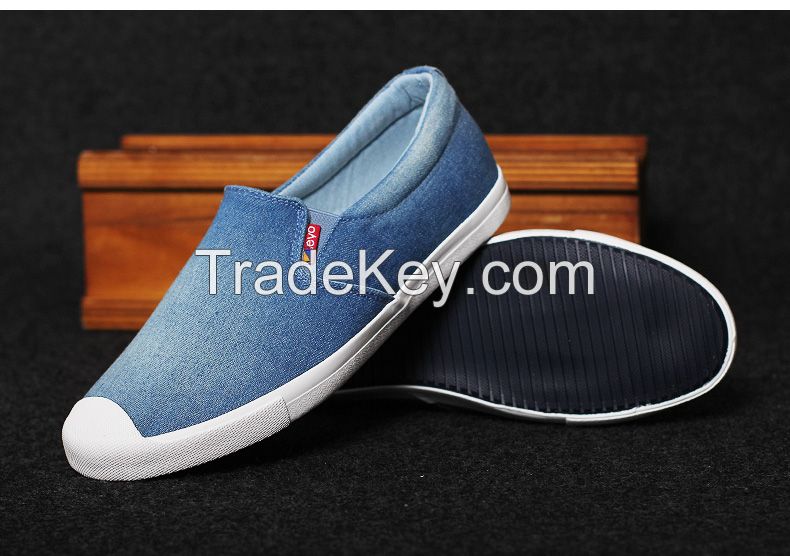 LEYO summer man shoes navy, light blue denim casual shoes classic slip-on sneaker