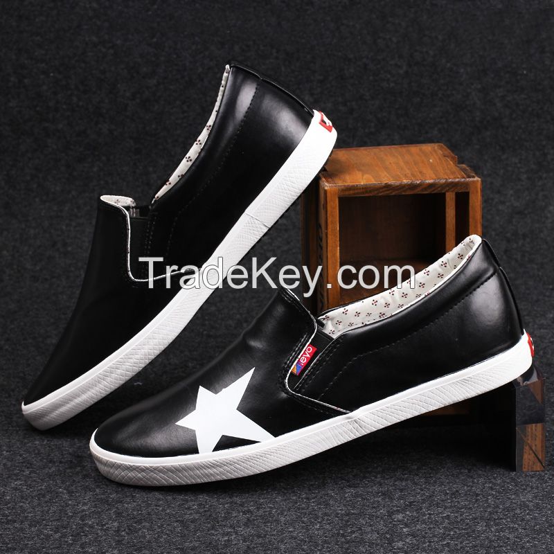 LEYO 2016 summer man shoes star print Pu casual shoes fashion slip-on sneaker