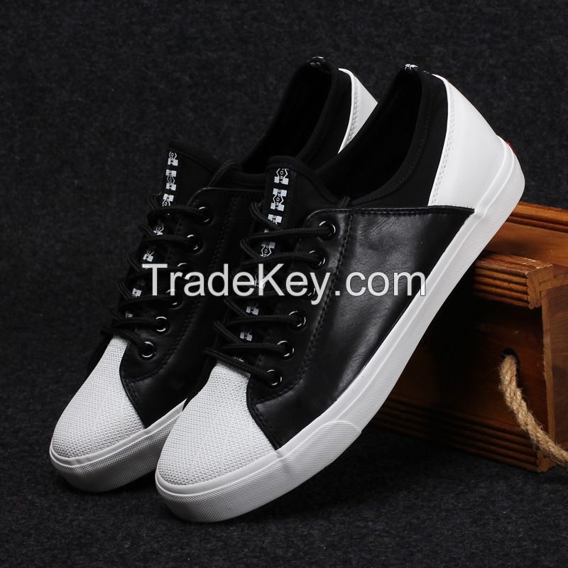 LEYO summer man shoes pu with elastic fabric casual shoes fashion lace-up sneaker