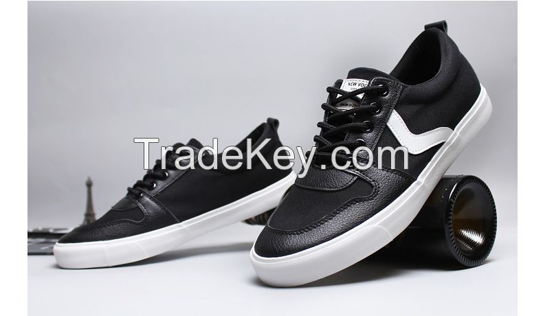 LEYO summer man shoes black and white Canvas Pu casual shoes lace-up sneaker