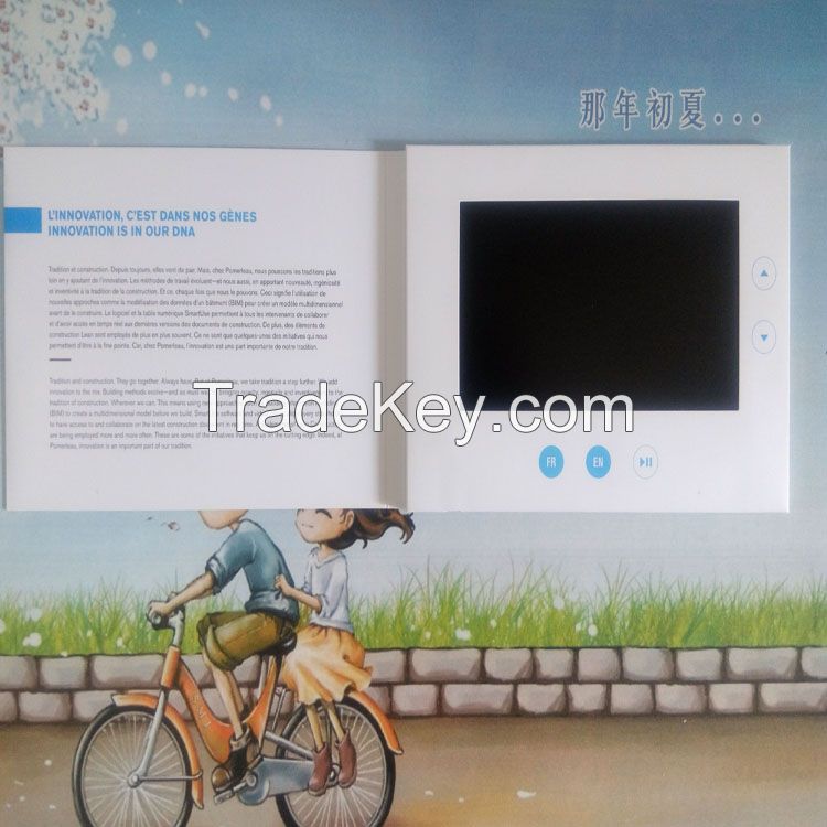 7inch LCD Vedio Advertising Card/Promotional Brochure/Greeting Card/Wedding Invitation Card