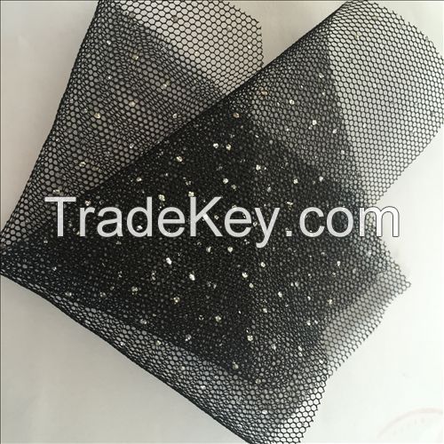 2017 fashion shrink foil print mesh fabric for dress