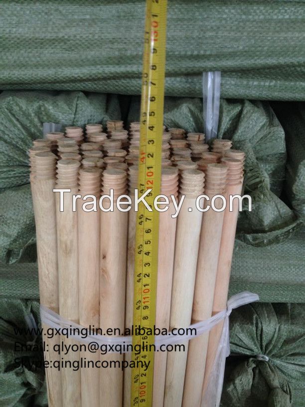 Italian threaded natural wooden broom handle