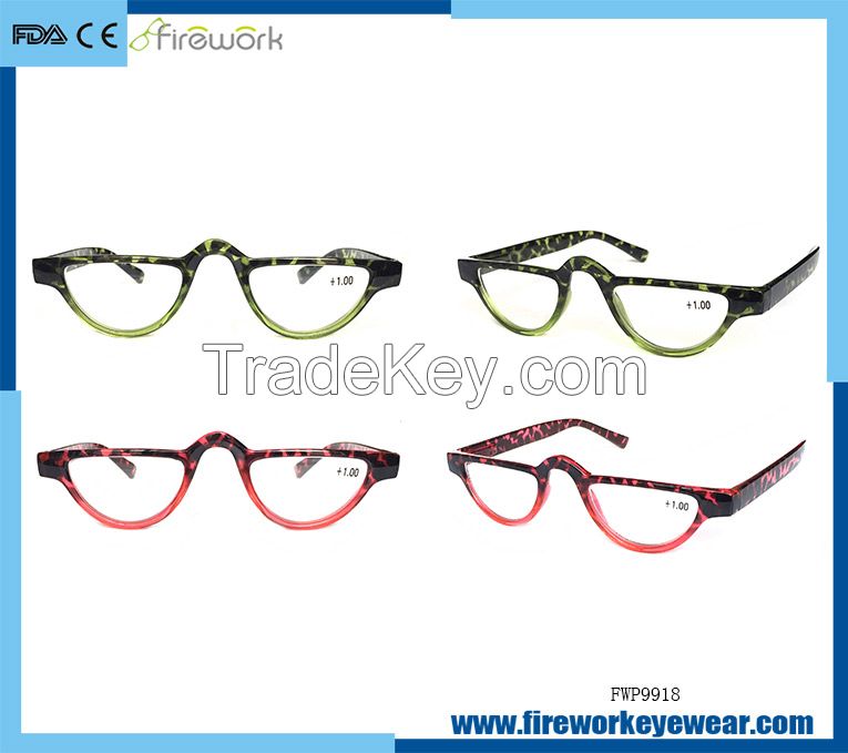 Double colors Plastic Reading Glasses with spring hinge