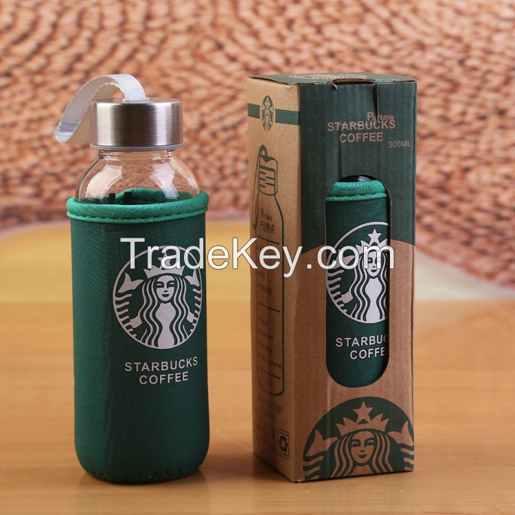 Starbucks cup cartoon cup glass handy Cup sports cups 300ml