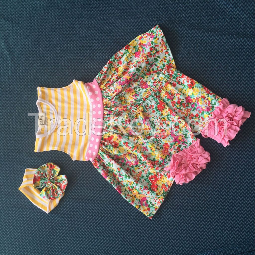 Dyj-365 Hot Sale Summer Baby Ruffle Shorts Outfit