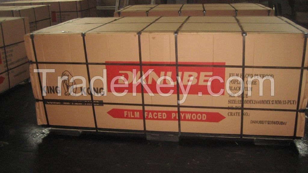 KINGKONG BRAND FILM FACED PLYWOOD, &#039;MR&#039; GLUE, POPLAR CORE, BLACK FILM or BLACK PRINTED FILM