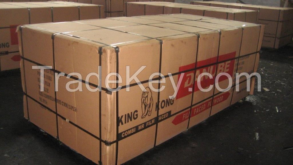 KINGKONG BRAND FILM FACED PLYWOOD, 'MR' GLUE, POPLAR CORE, BLACK FILM or BLACK PRINTED FILM