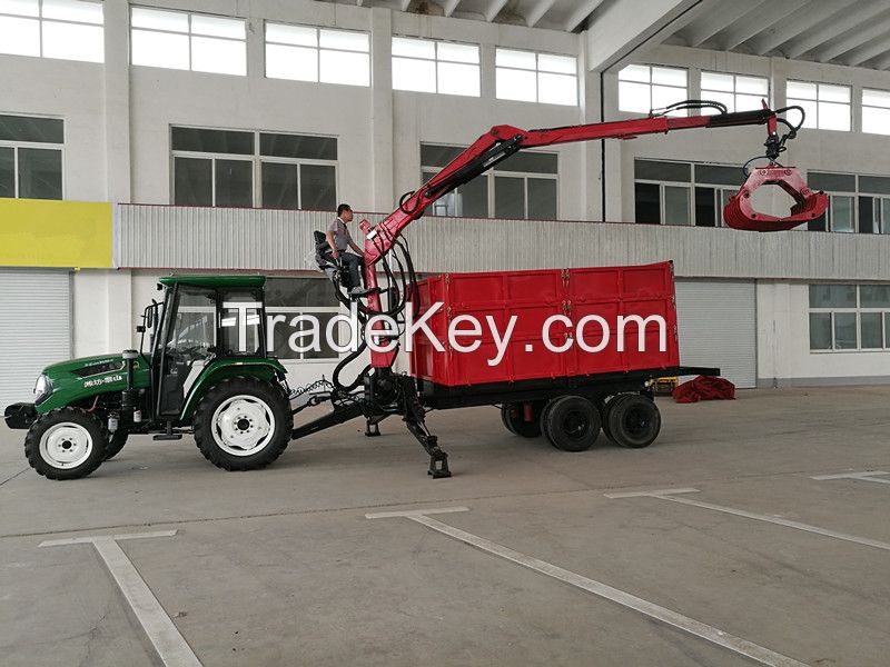 tipping trailer with crane for wood chips , grass, bales