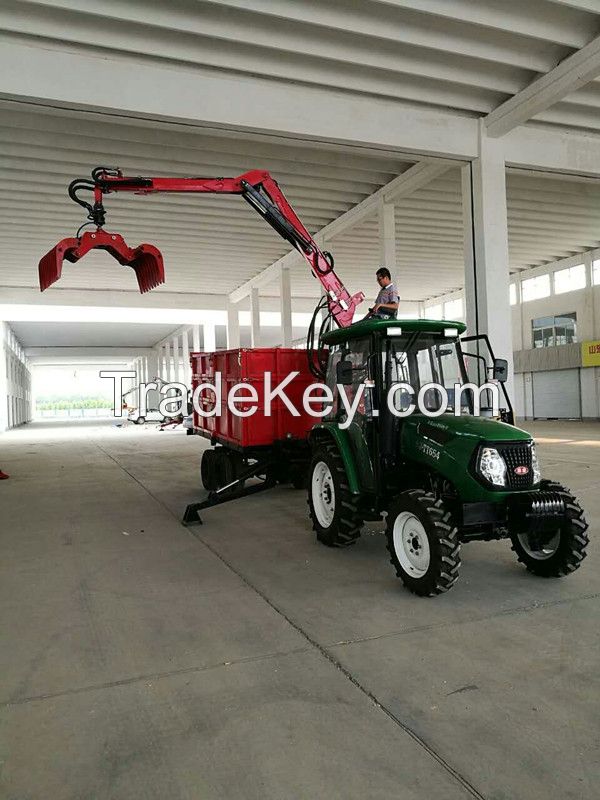 tipping trailer with crane for wood chips , grass, bales