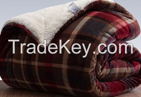  Purple berry cashmere blankets double thick warm winter quilt double coral carpet blanket flannel blanket