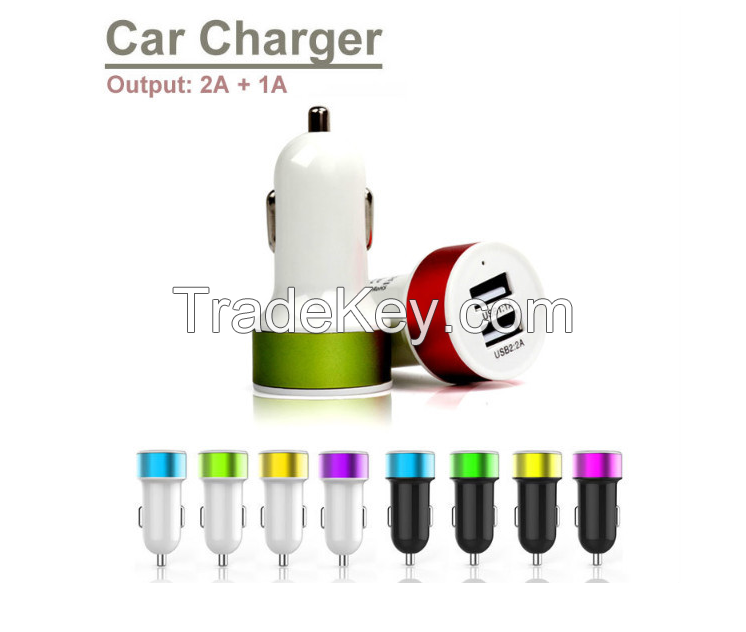 Dual U car charger with nipple