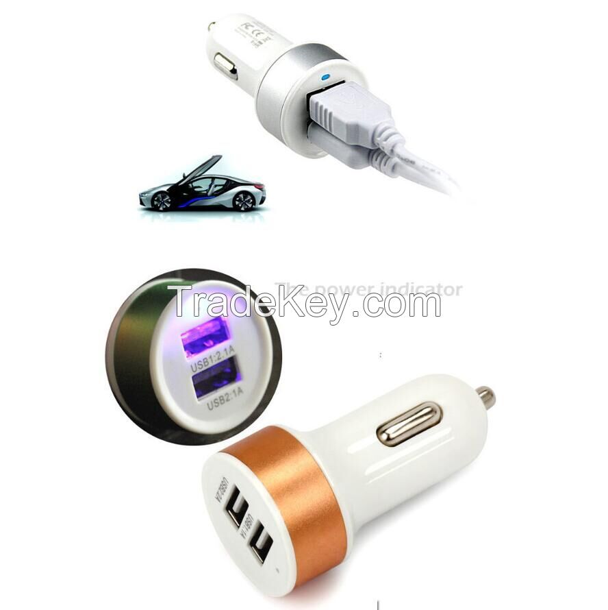 Dual U car charger with nipple