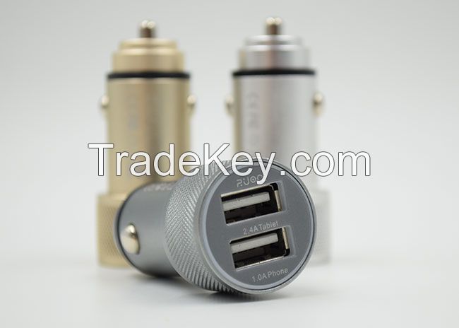 Alumium case car charger Output 5V 3.4A double USB