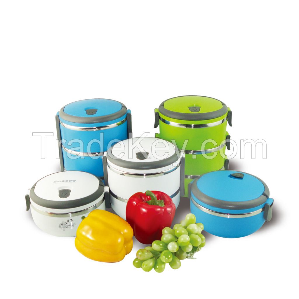 1- 4 Layer Round Shape Plastic And Stainless Steel Colored Tiffin Lunch Box food storage container  With Lock