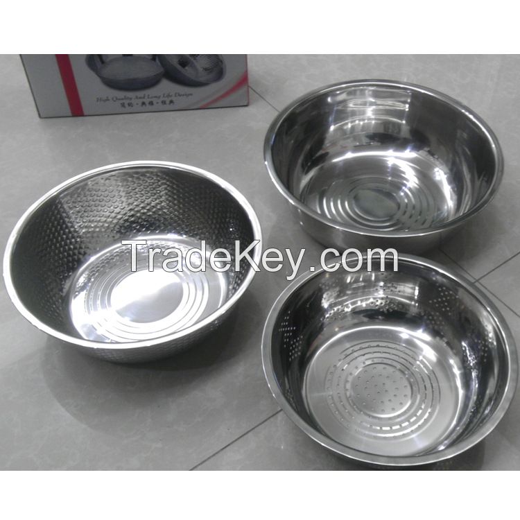 3Pcs Eco-Friendly Stainless Steel Vegetable Fruit Rice Colander / Drain Strainer Basket