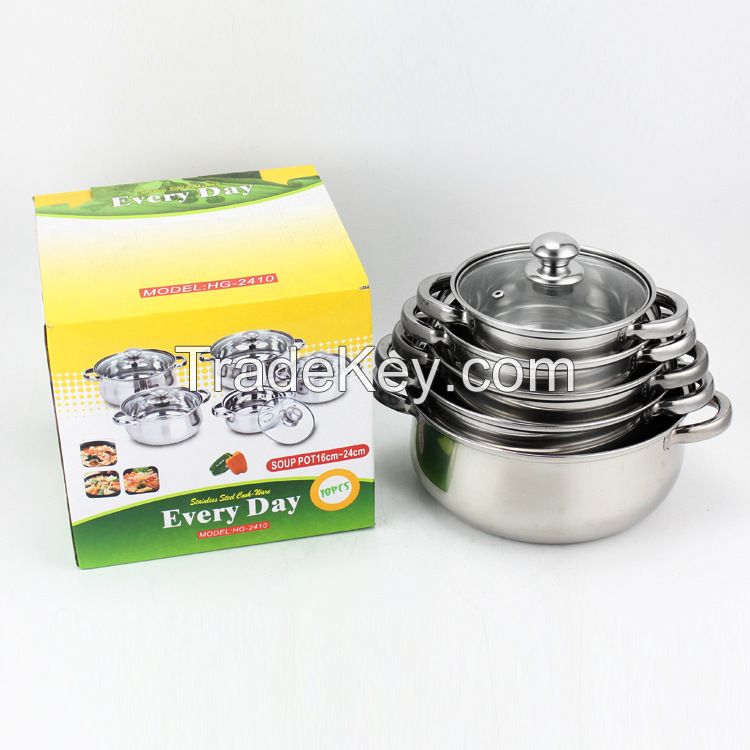 10Pcs Stainless Steel Frypan Casserole Sets/ Stock Pot Sets/ Cooking Pot/ Cookware Sets