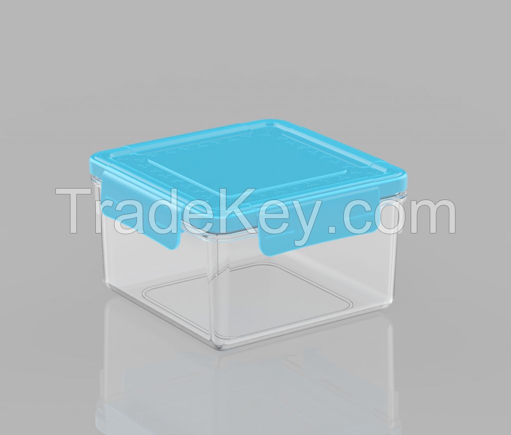 High quality food container plastic for all L1185 White with blue lid