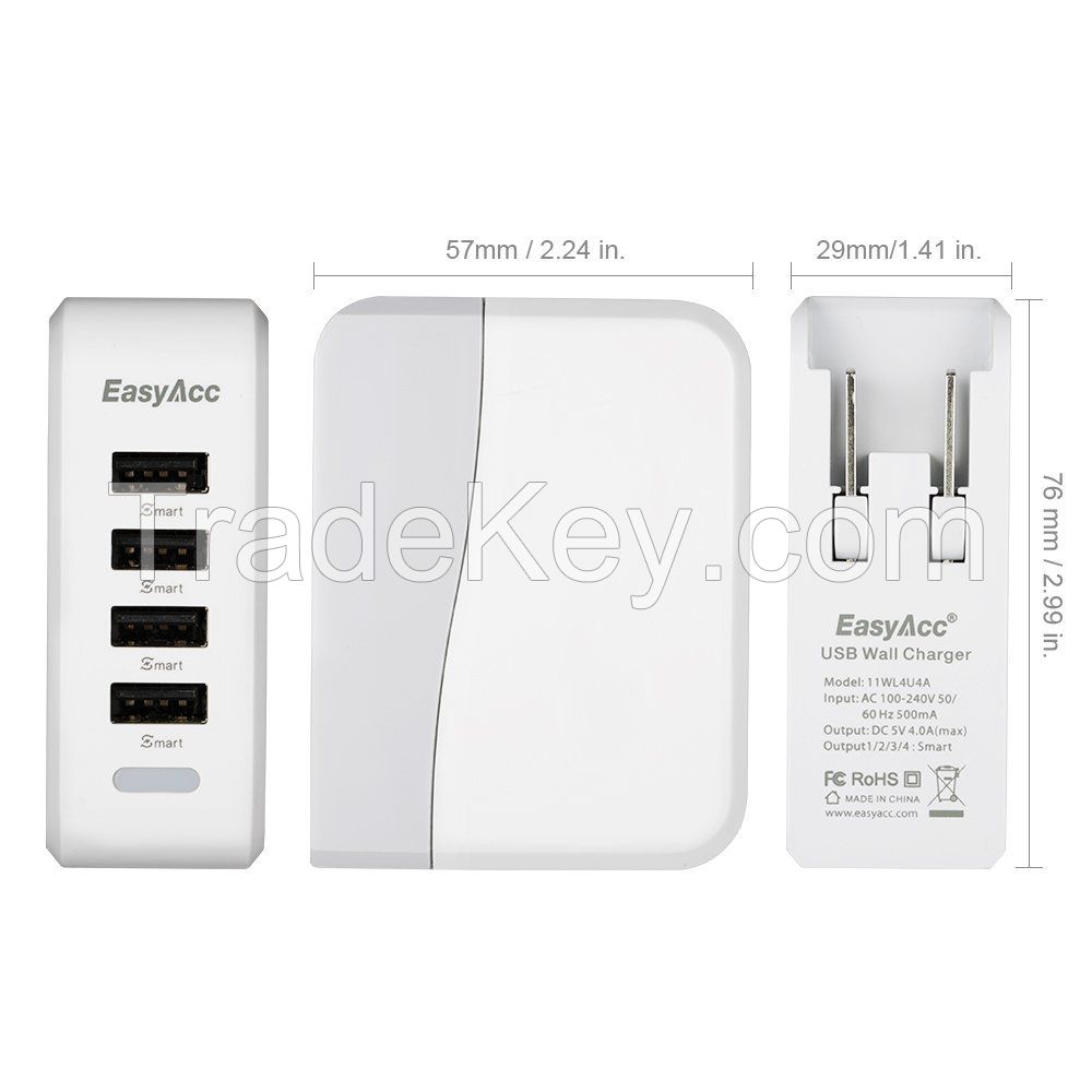 EasyAcc Smart 20W 4A 4-Port USB Wall Charger