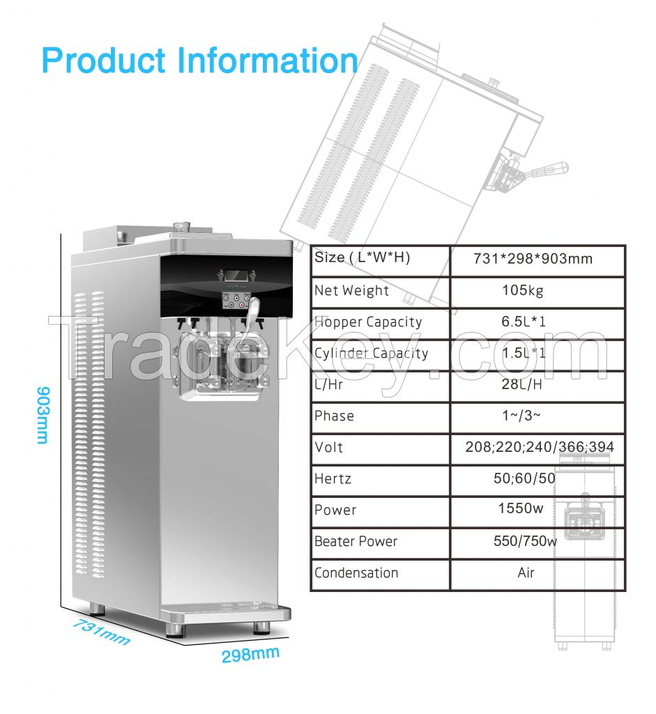 Taycool Mini High Production Desk Top Ice Cream Machine with European Standard 304S/S Shell