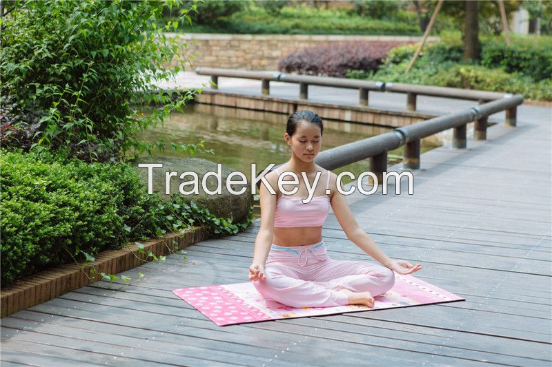 Full clolor printing organic yoga mat, Pilates mat, Anti-slip softtextile mat for yoga