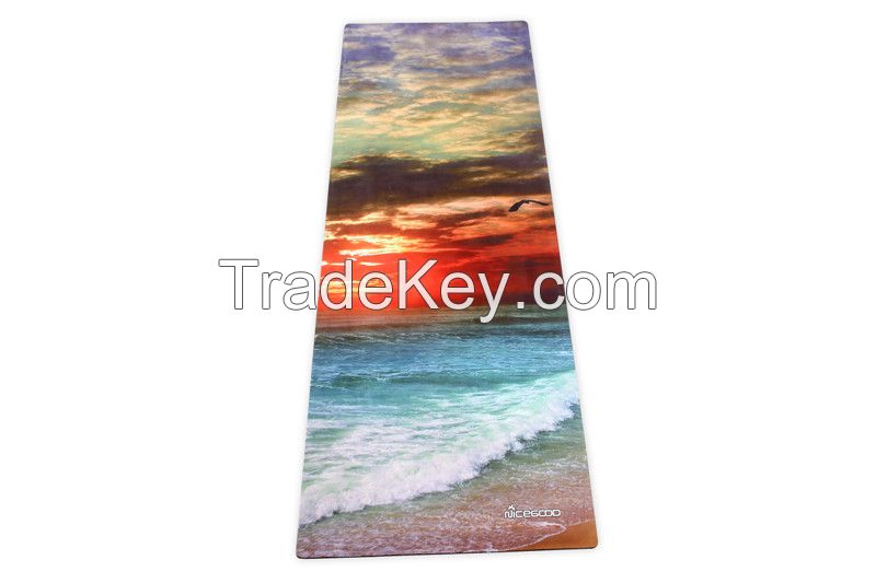 Full clolor printing organic yoga mat, Pilates mat, Anti-slip softtextile mat for yoga