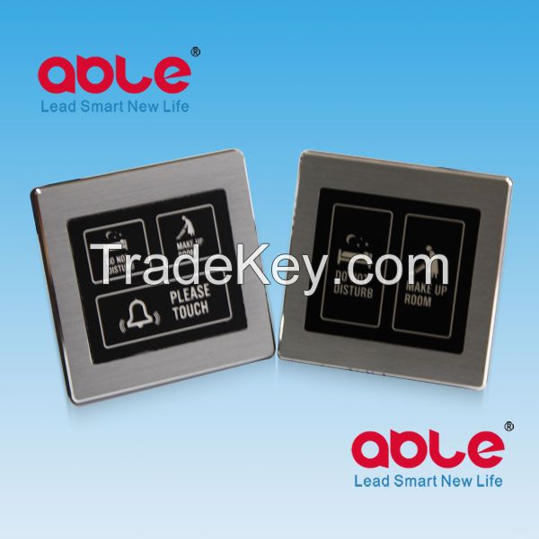 ABLE hotel metal frame touch doorbell switch with Do Not Disturb/room number/make up room