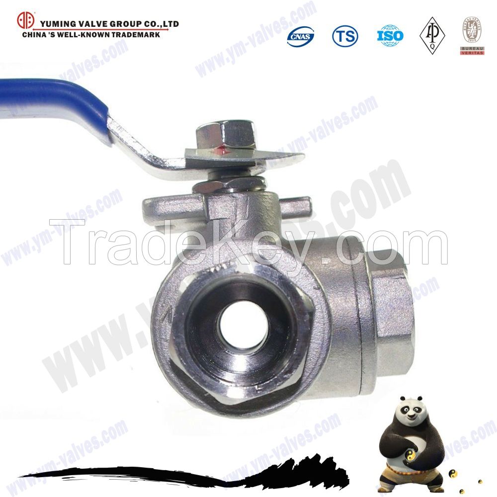 3 way stainless steel/cf8m thread ball valve