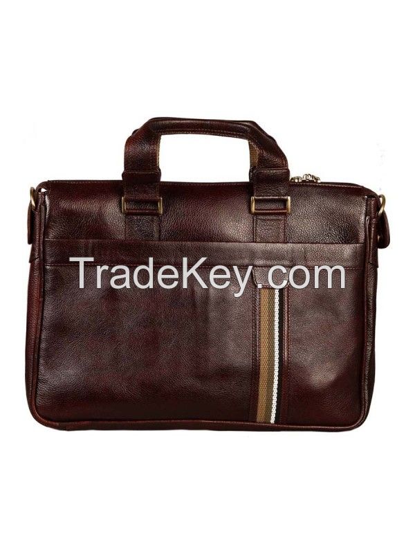 Genuine Leather Brown Messenger Shoulder File Laptop Office Executive Men Bag